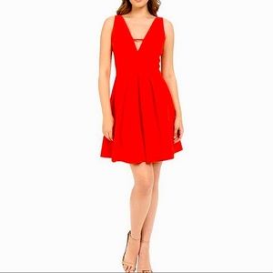 Adelyn Rae Deep V Flare Mini Dress